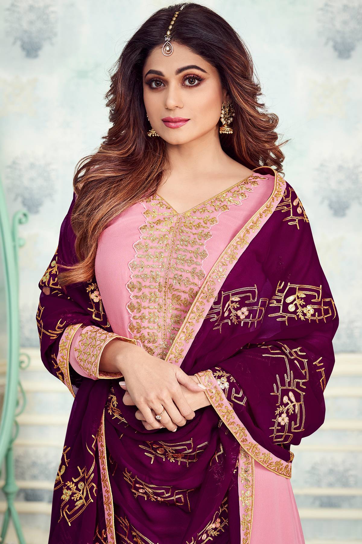 Pink Designer Party Wear Sharara Suit
