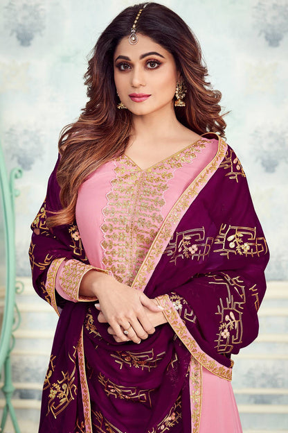 Pink Designer Party Wear Sharara Suit