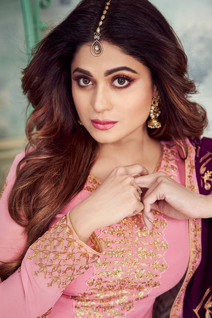 Pink Designer Party Wear Sharara Suit