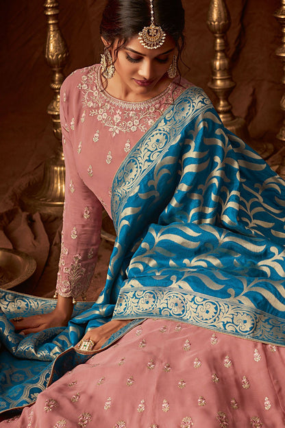 Pink Party Wear Lehenga Style Anarkali Suit