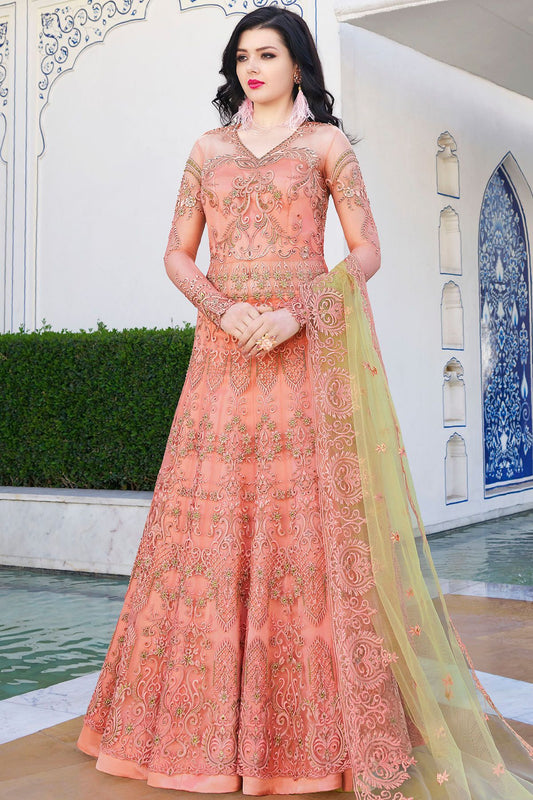 Pink Net Party Wear Anarkali Suit