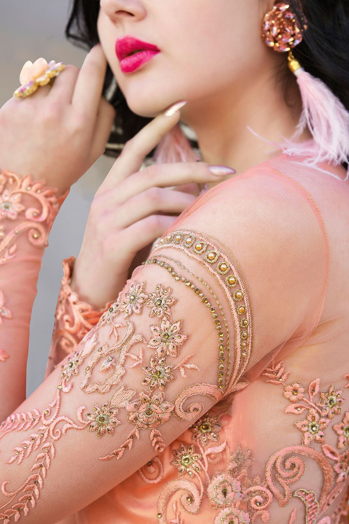 Pink Net Party Wear Anarkali Suit