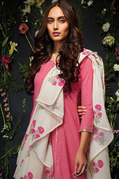 Pink Printed Cotton Palazzo Suit