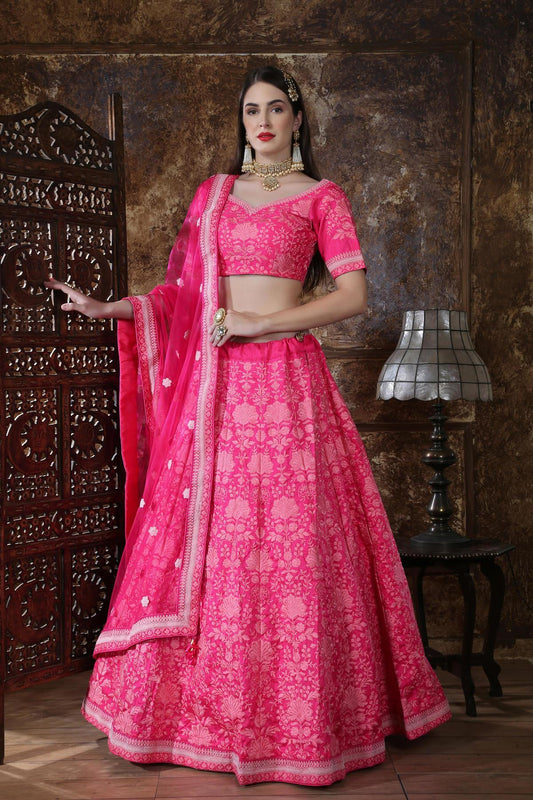 Pink Silk Bridesmaid Lehenga Choli