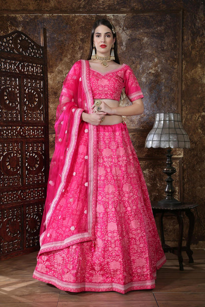 Pink Silk Bridesmaid Lehenga Choli