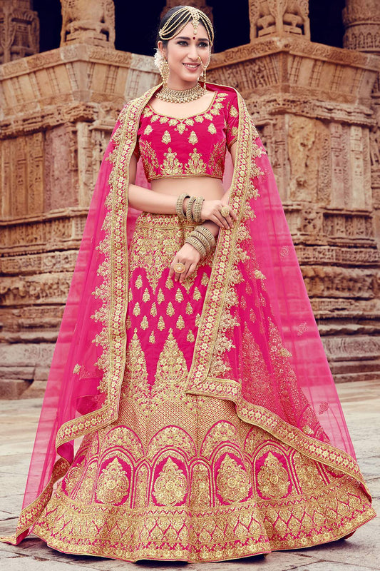 Pink Velvet Bridal Lehenga Choli