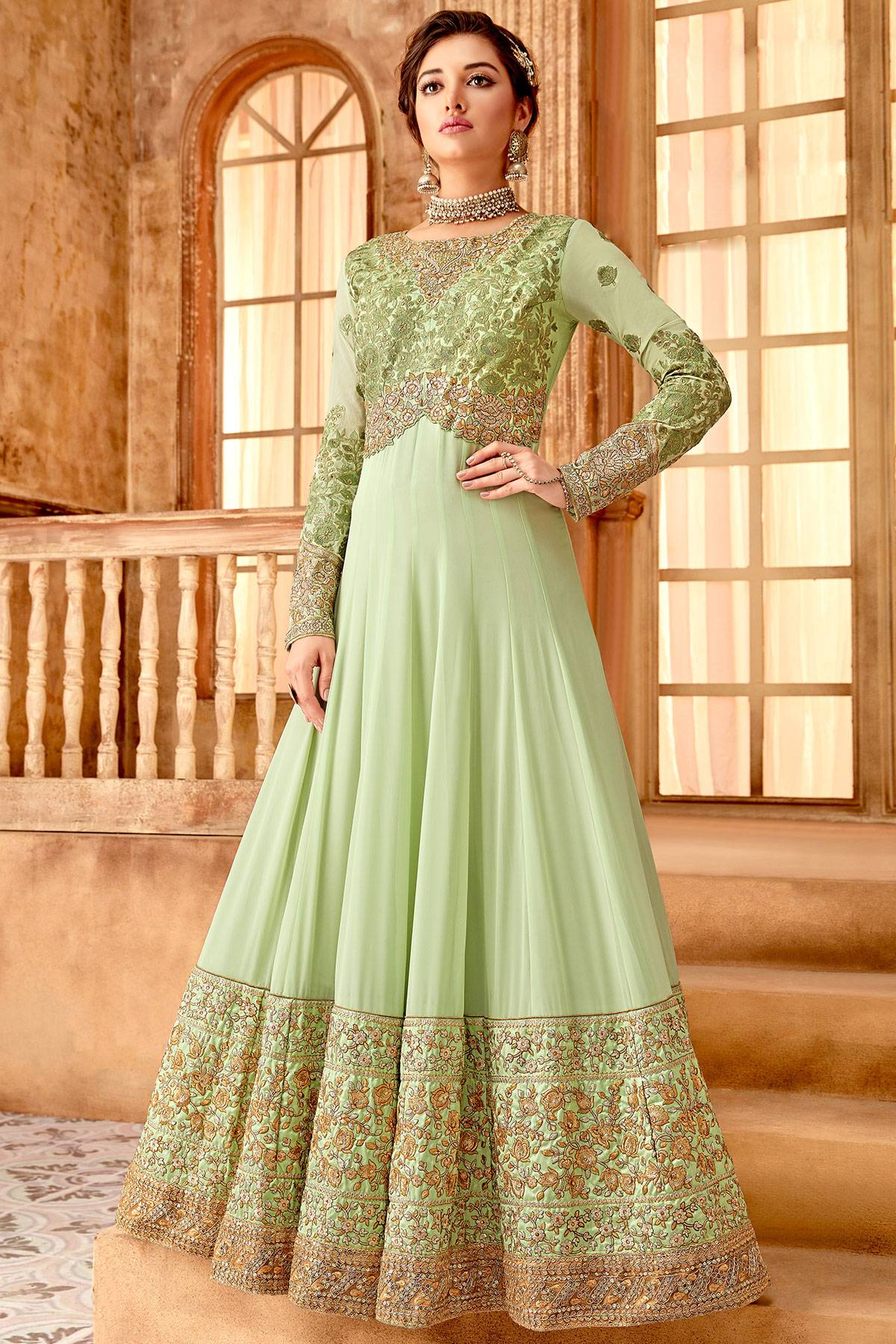 Pista Designer Party Wear Anarkali Suit