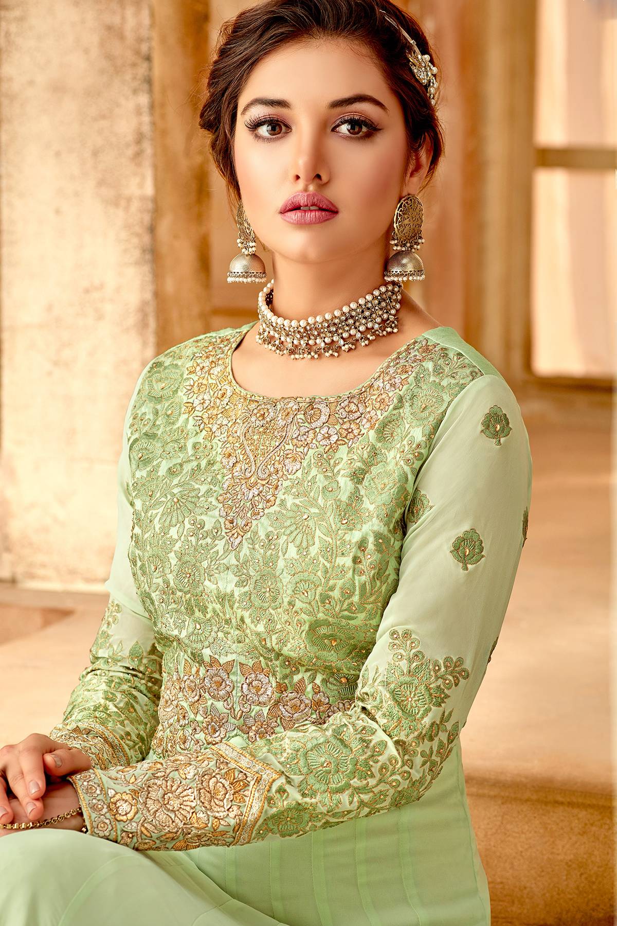 Pista Designer Party Wear Anarkali Suit