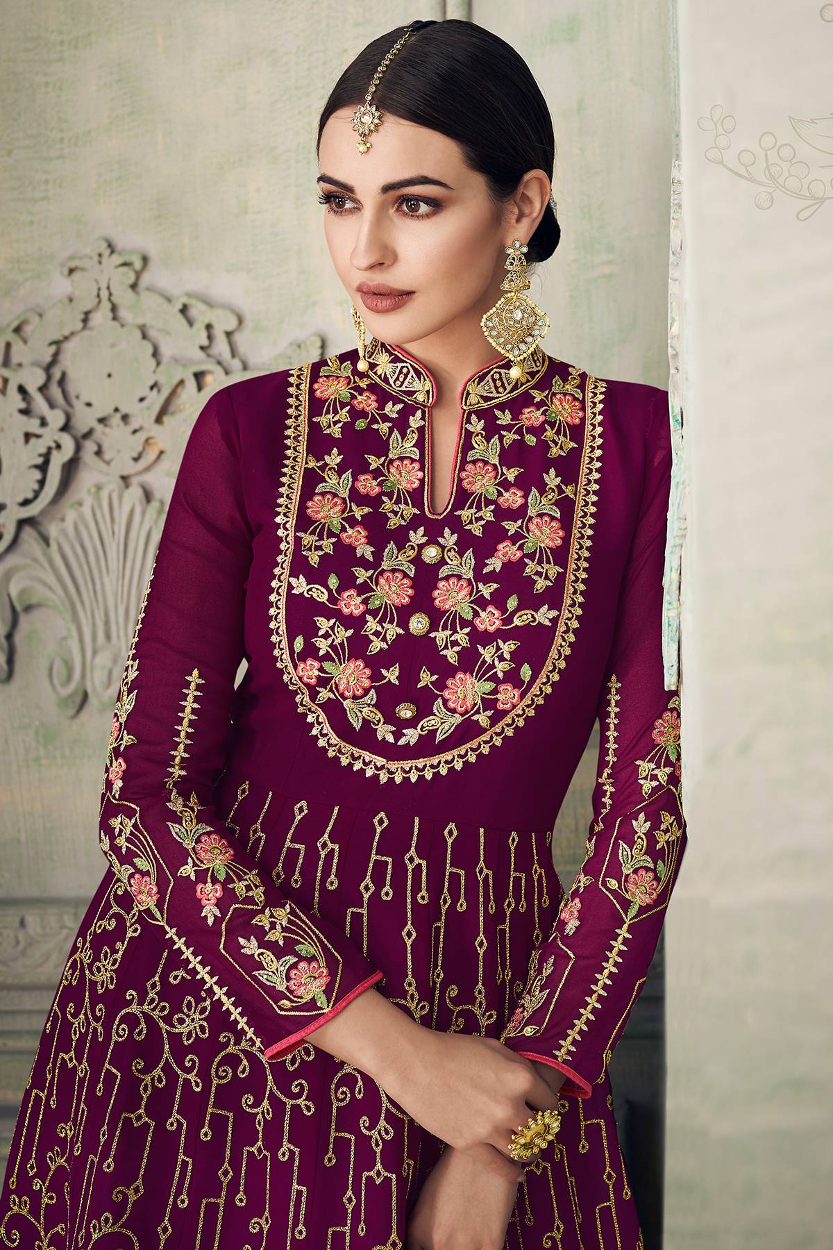 Purple Designer Gharara Style Suit
