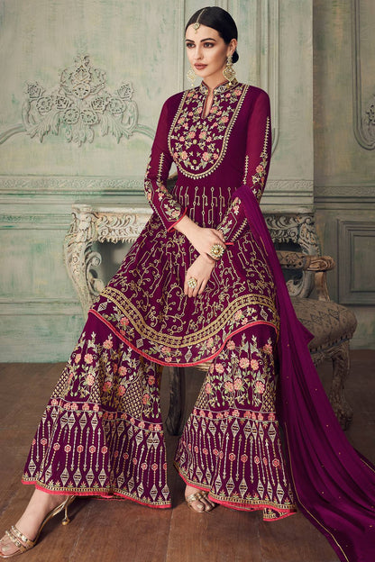 Purple Designer Gharara Style Suit