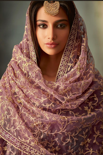 Purple Designer Silk Anarkali Suit