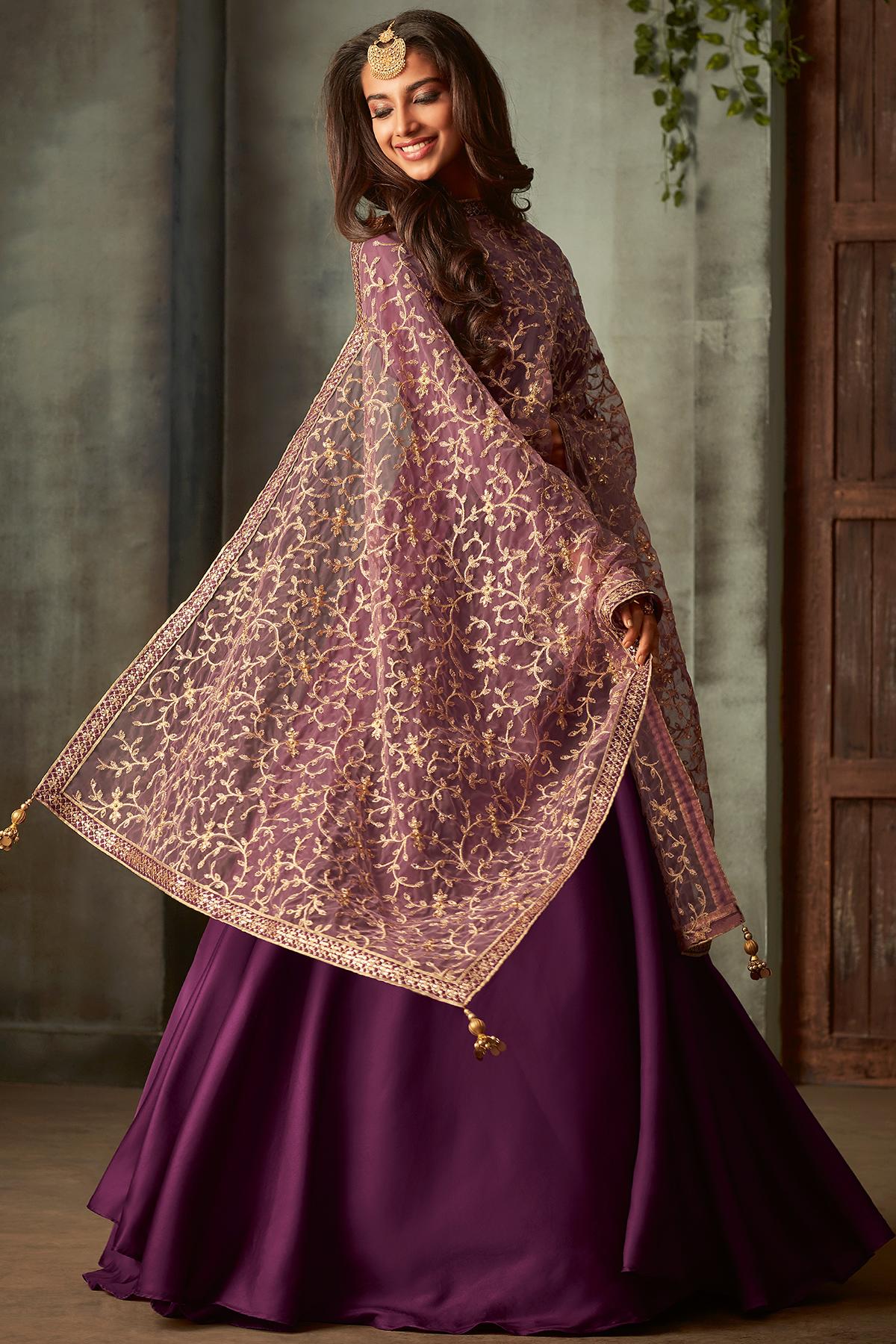 Purple Designer Silk Anarkali Suit
