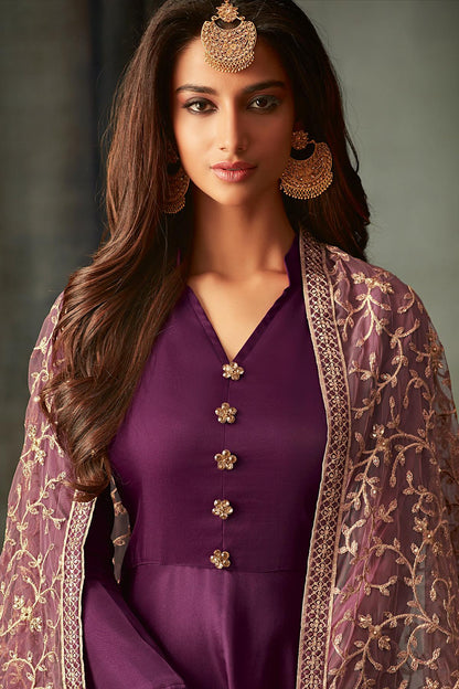 Purple Designer Silk Anarkali Suit