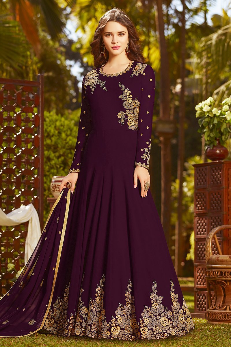 Boysenberry Georgette Party Wear Anarkali Suit