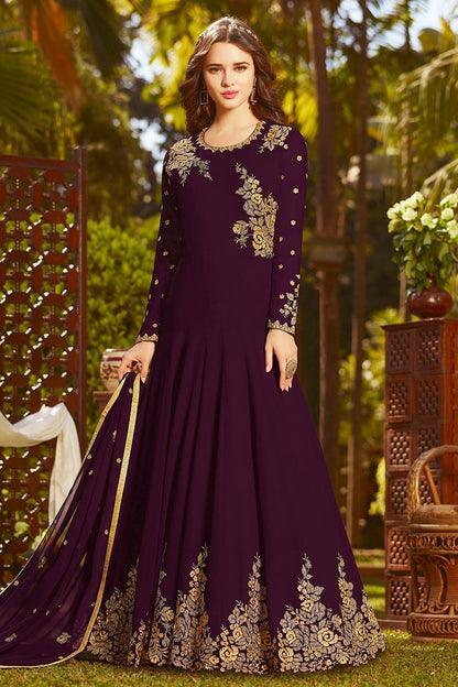 Boysenberry Georgette Party Wear Anarkali Suit