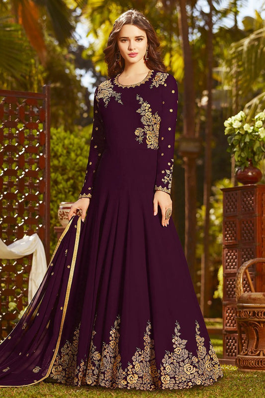 Boysenberry Georgette Party Wear Anarkali Suit