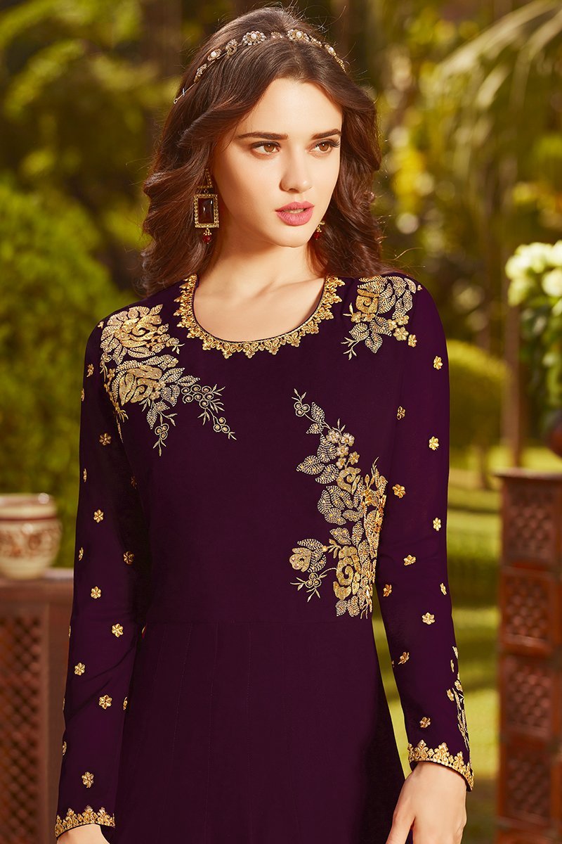 Boysenberry Georgette Party Wear Anarkali Suit