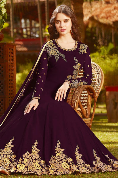 Boysenberry Georgette Party Wear Anarkali Suit
