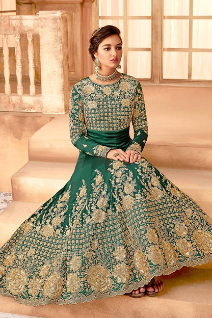 Rama Green Blue Designer Party Wear Anarkali Suit
