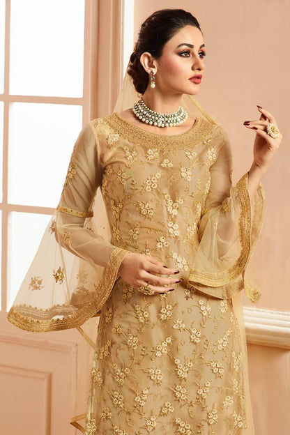 Gold On Gold Traditional Embroidered Gharara Suit