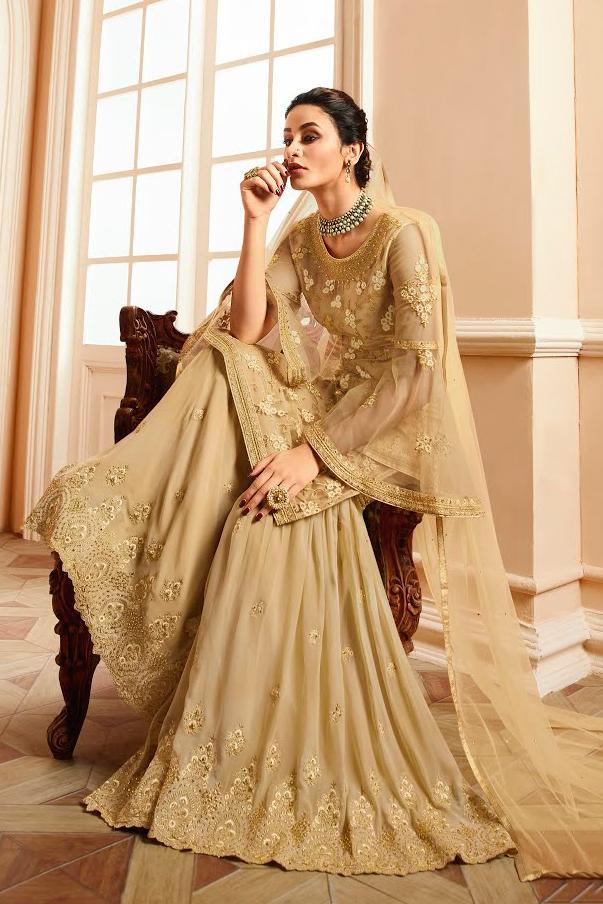 Gold On Gold Traditional Embroidered Gharara Suit