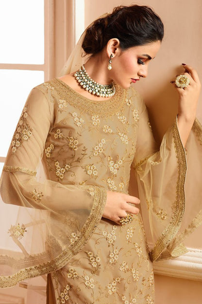 Gold On Gold Traditional Embroidered Gharara Suit