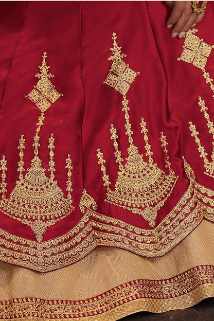 Red Designer Lehenga Style Suit