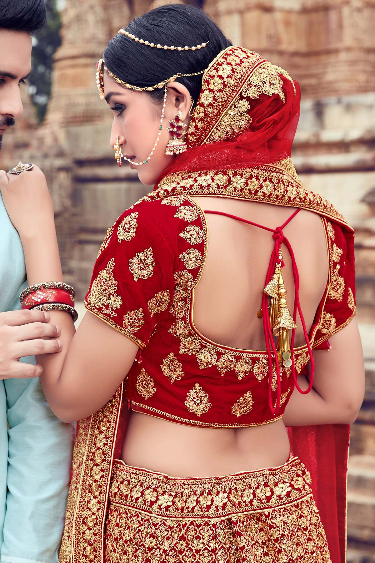 Red Velvet Bridal Lehenga Choli