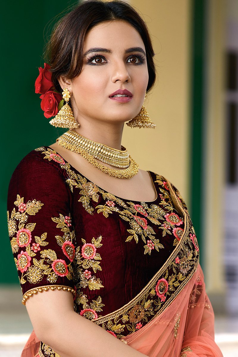 Magenta Velvet Party Wear Lehenga Choli
