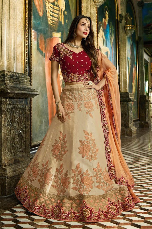 Brilliant Pink and Yellow Party Wear Lehenga Set