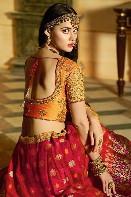 Brilliant Pink and Yellow Party Wear Lehanga Set