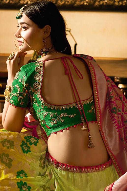 Rich Yellow and Pink Silk Party Wear Lehanga Set