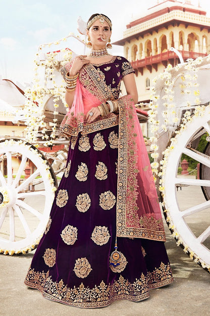 Violet Velvet Party Wear Lehenga Choli