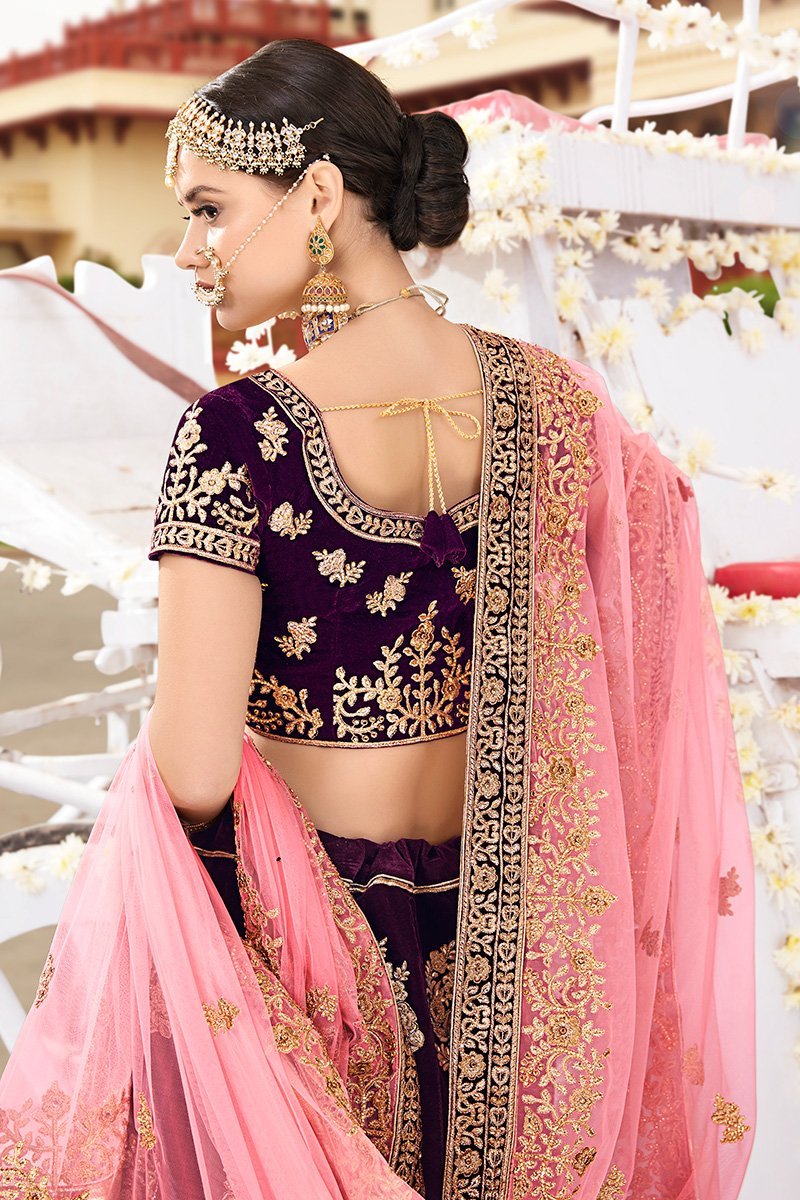 Violet Velvet Party Wear Lehenga Choli