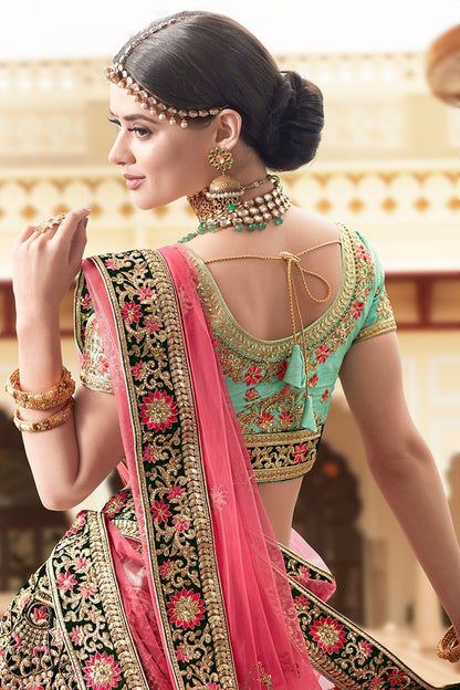 Mint Green Banarasi Tissue Party Wear Lehenga Choli