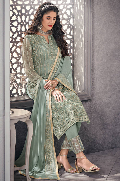 Sage Green Designer Straight Cut Suit