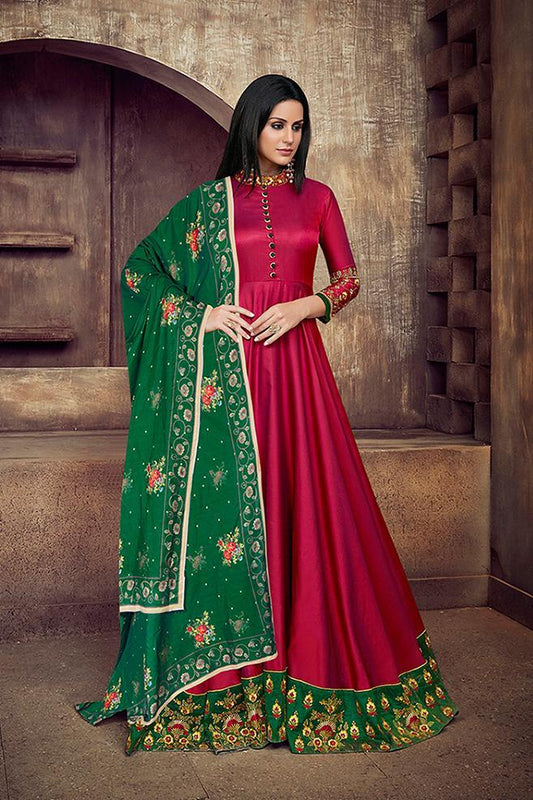 Mesmerising Rani Tafeta Silk Anarkali Party Wear Suit