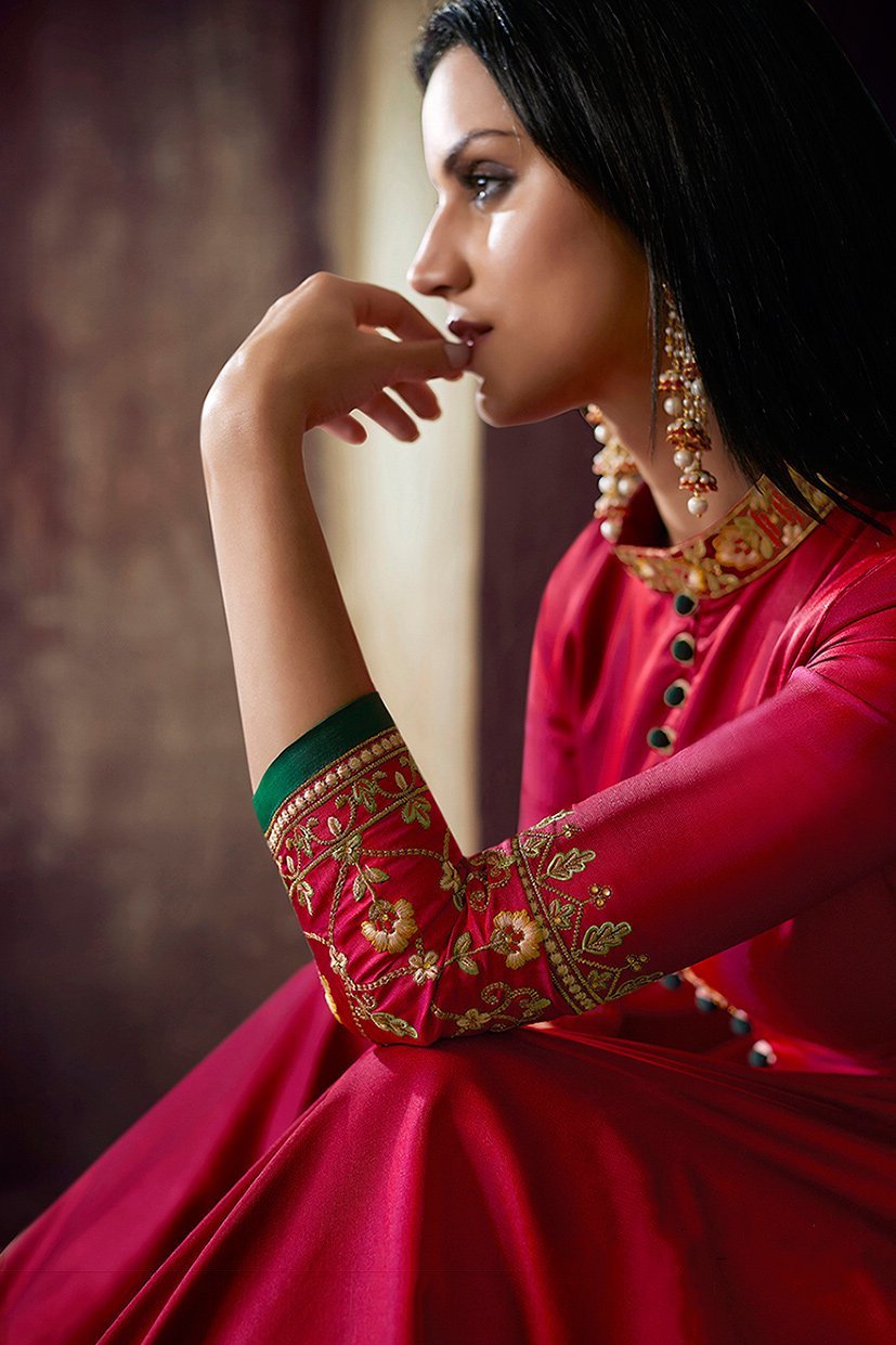 Mesmerising Rani Tafeta Silk Anarkali Party Wear Suit