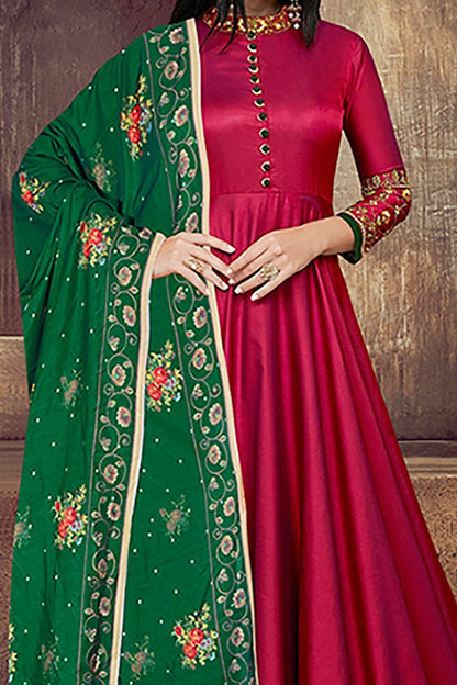 Mesmerising Rani Tafeta Silk Anarkali Party Wear Suit