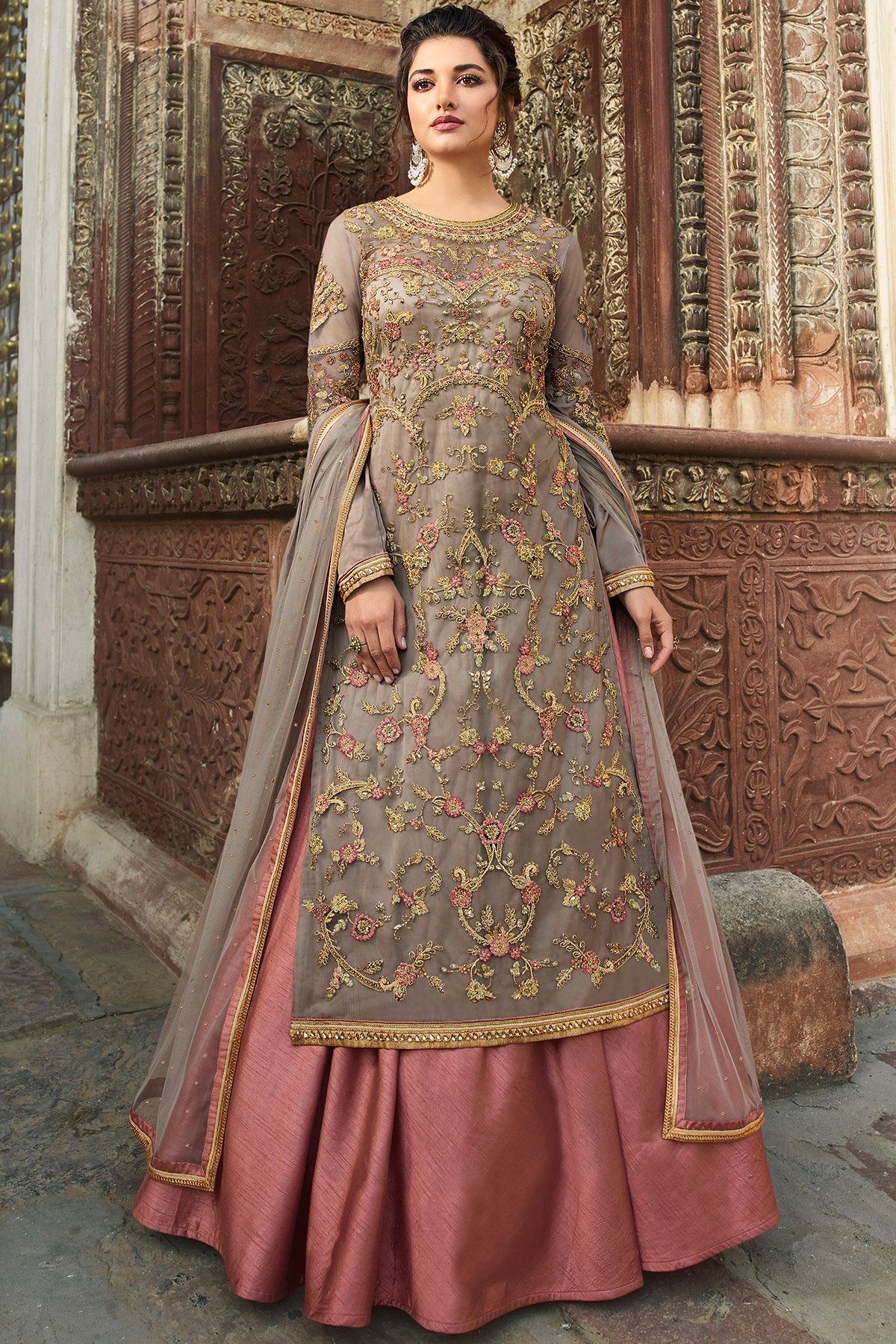 Ravishing Grey party wear sharara style suit