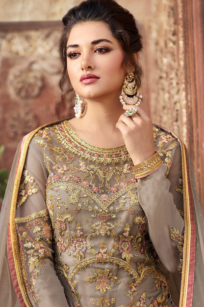 Ravishing Grey party wear sharara style suit