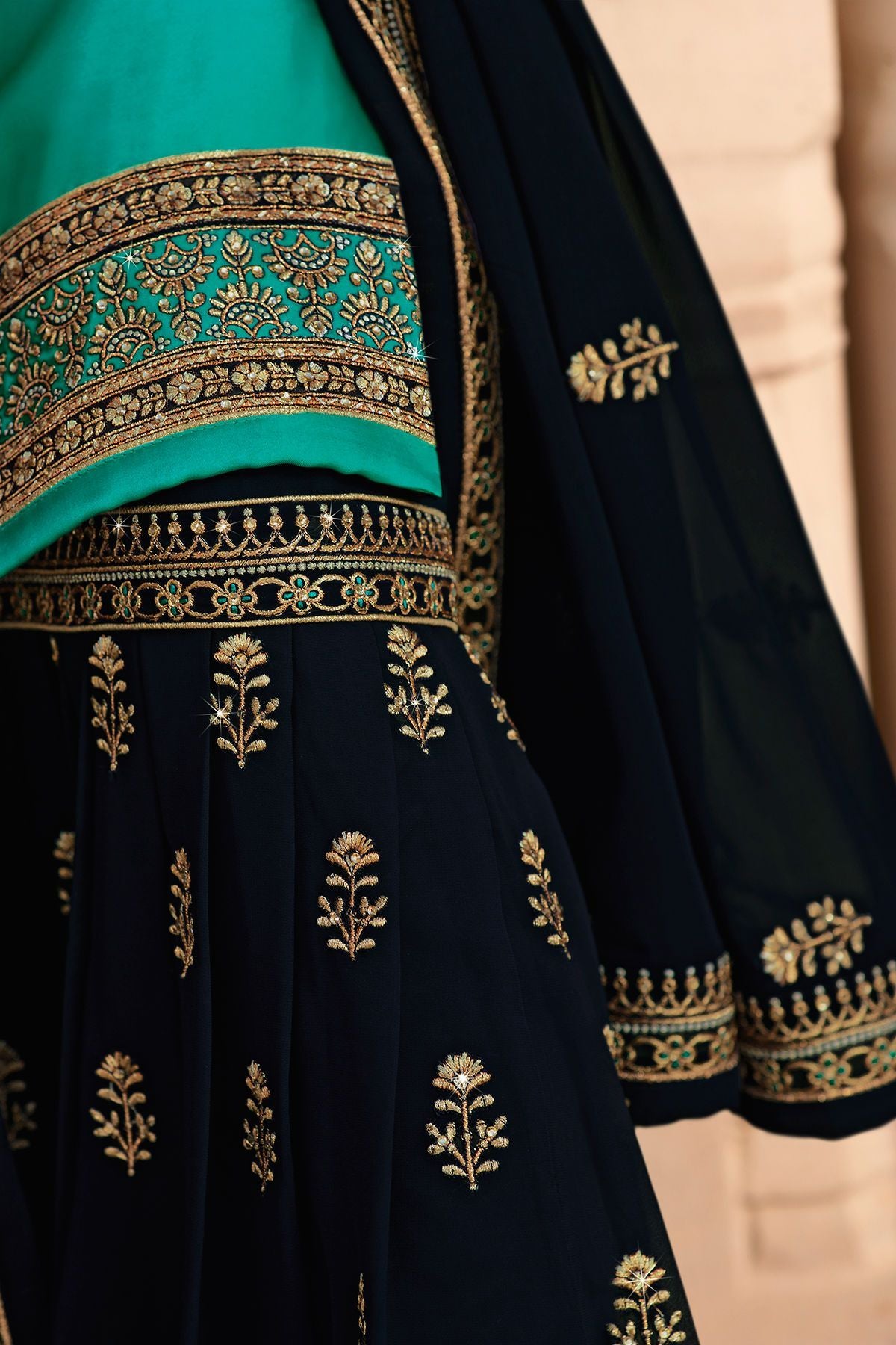 Sapphire and Azure Blue Embroidered Sharara Suit