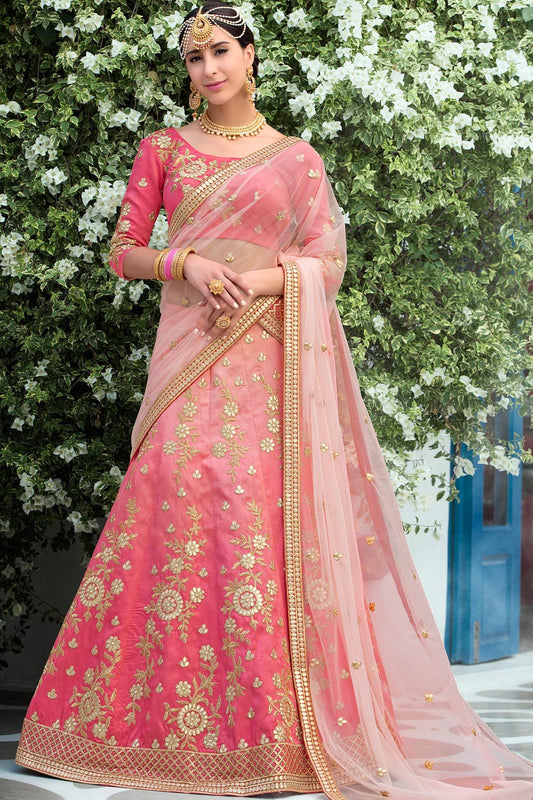 Pure heritage Silk Lehenga set in all Pink