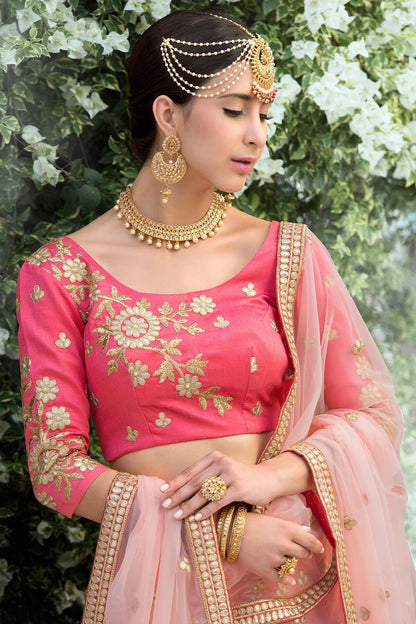 Pure heritage Silk Lehenga set in all Pink
