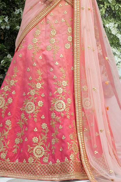 Pure heritage Silk Lehenga set in all Pink