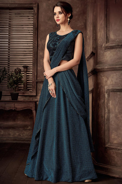 Grey Lehenga Set Dupatta with Black Blouse