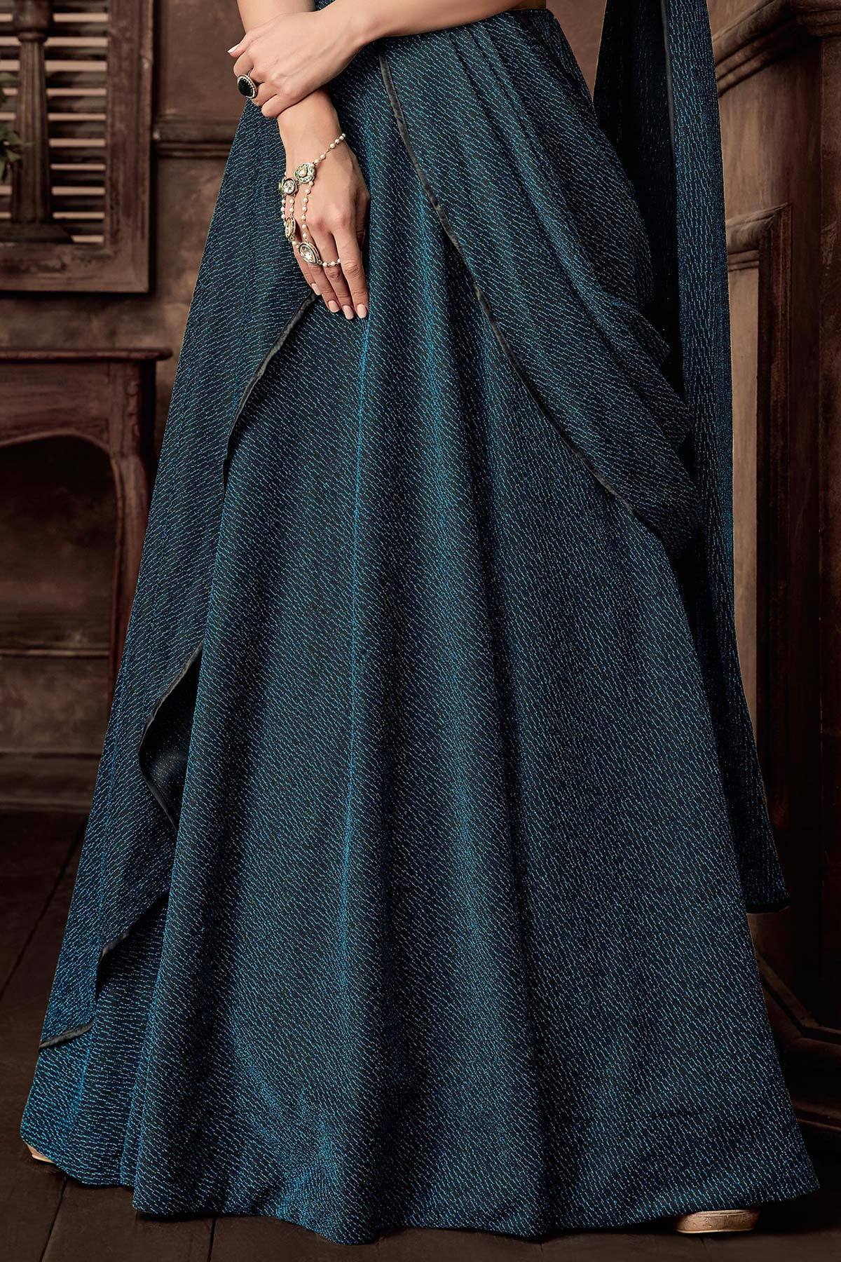 Grey Lehenga Set Dupatta with Black Blouse