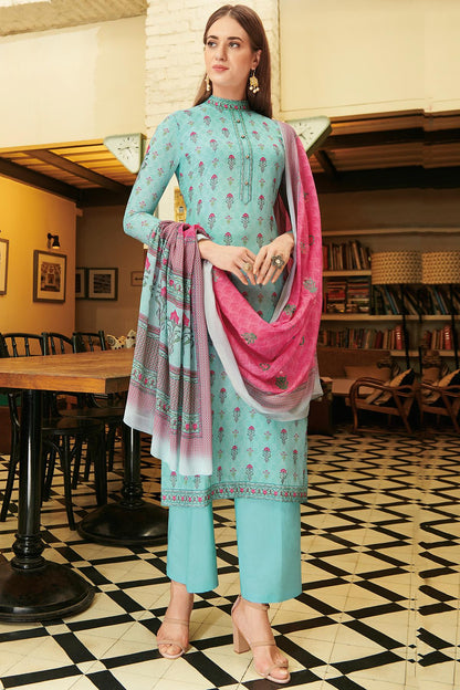 Sky Blue Casual Straight Cut Suit