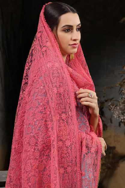 Sky Blue Cotton Designer Gown