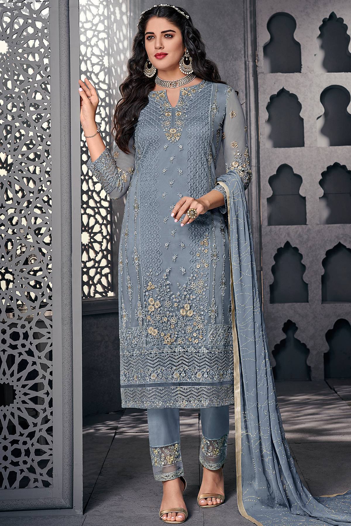 Slate Grey Designer Straight Cut Suit